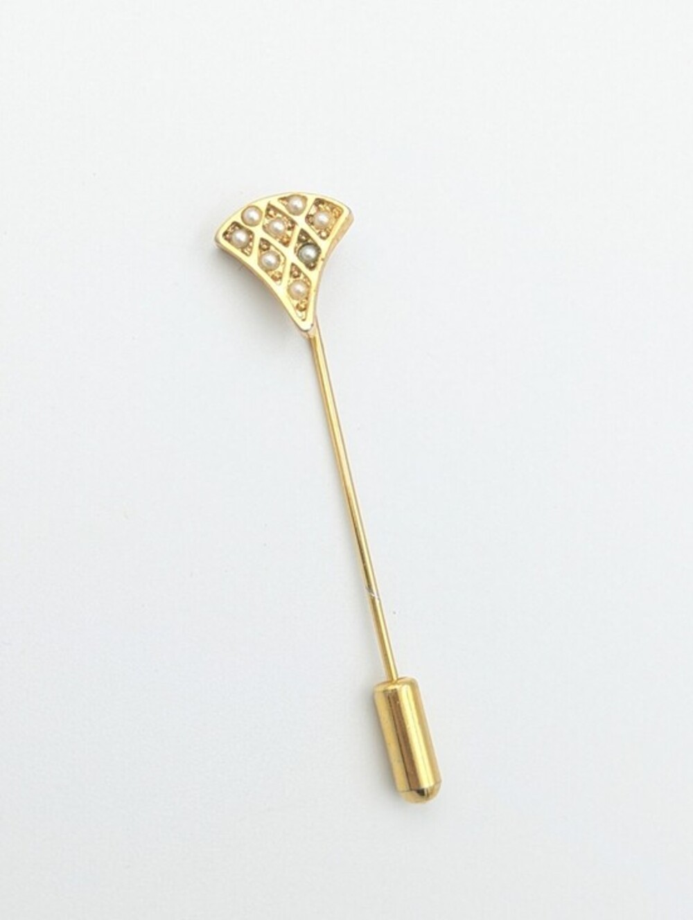 Vintage seed pearls faux gold tone stick pin hat pin lapel pin